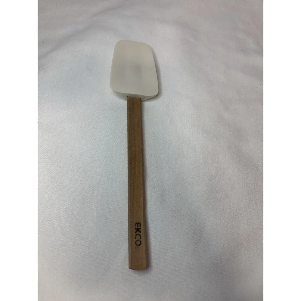 EKCO White Silicone Spatula with Wood Handle
